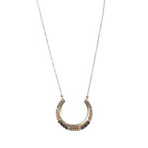 Tri-Tone AB Stone Half Circle Necklace